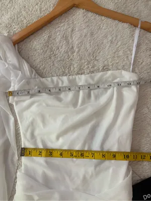 Lulus Nathalia White Mesh One-Shoulder Sash Mini Dress Size XS Bridal Classic thumbnail 6