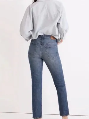 Madewell The Perfect Vintage Crop High-Waist Straight Jeans in Medium Blue, 26 thumbnail 3