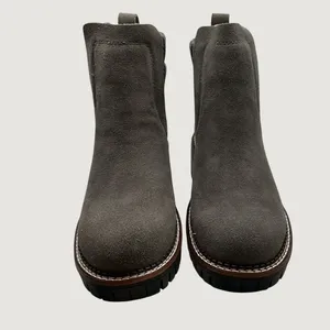 Vintage Havana Everett Grey Suede Lug Sole Ankle Boots with Knit Collar Size 5.5 thumbnail 6