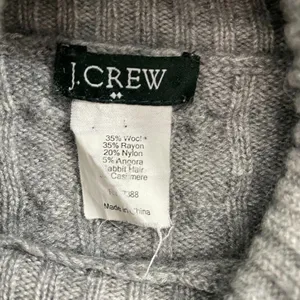 J.Crew Cable Knit‎ Sweater Women S Gray Wool Blend Turtleneck thumbnail 3