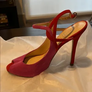 Ivanka Trump Pink and Red Peep-Toe Heels size 7 thumbnail 4