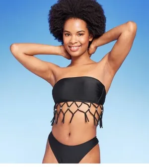 Wild Fable Macramé Bikini Top Black Women’s XXS thumbnail 1