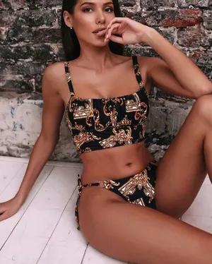 Boutique versace like print cheeky bikini thumbnail 3