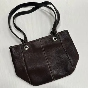 Fossil Shoulder Bag Womens Small Brown Leather Double Strap Key Charm Lined thumbnail 1