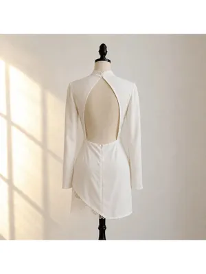 I Saw It First White Satin Lace Open Back Bodycon Mini Dress NWT Size 6 thumbnail 2