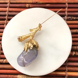 Vintage brooch pin Gold Tone with Stone thumbnail 3