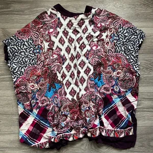 Chico’s Ruana Tunic Vest Mixed Paisley Plaid Print Purple Size L/XL thumbnail 6