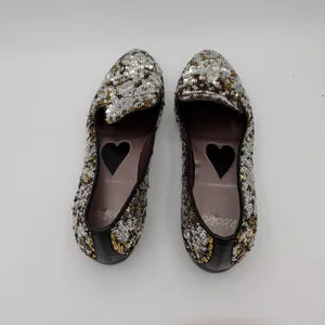 Handmade Italian Sequin Flats Gold Silver‎ Loafers Smoking Slippers EU 38 7.5-8 thumbnail 6