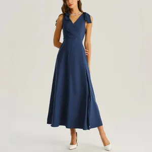 Rihoas Navy Wrap Sleeveless Maxi Dress thumbnail 3