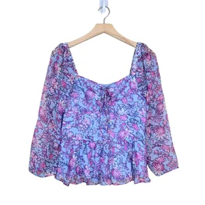 French Connection Womens M Hallie Peplum Halter Top in Placid Blue NEW thumbnail 1