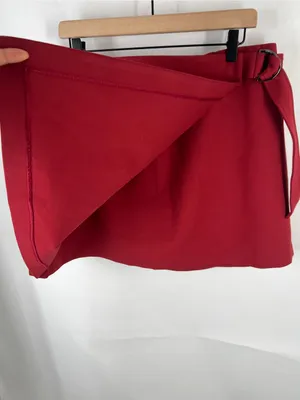 SPANX Ponte Wrap Mini Skirt Skort Deep Red Built-In Shorts Size 1X NWT thumbnail 4