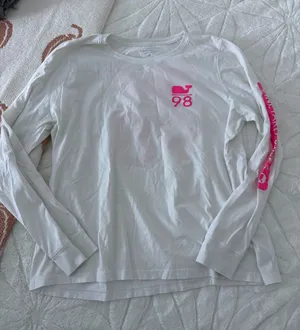 Vineyard Vines White Long-Sleeve Tee with Pink Whale 98 thumbnail 1