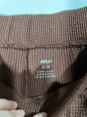 Aerie Waffle Joggers Cargo Pockets Brown Size Medium Loungewear thumbnail 3