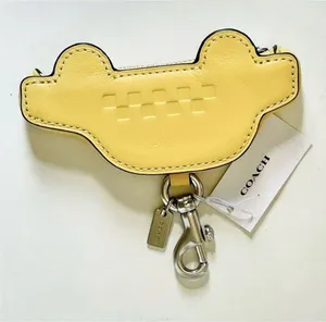 Coach Taxi Cab Charm Yellow Leather Keychain thumbnail 1