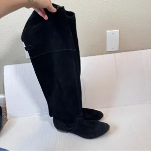 Zara Black Suede Leather Over The Knee Boots Women’s 8 Fall Tall Boho Classic thumbnail 8
