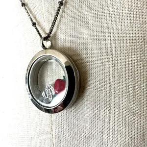 Origami Owl silver tone apple S locket necklace thumbnail 3
