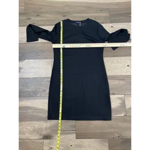 Sampeel Dress Size S Black Matte Jersey Shift Long Sleeve Wrinkle Free NWT thumbnail 5