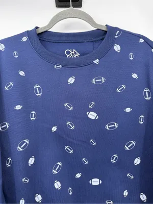 Chaser Football Print Sweatshirt Women Small Navy Blue Game Day Crewneck thumbnail 5