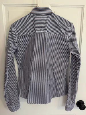 Abercrombie & Fitch Y2K Blue Striped Fitted Button Down Shirt M thumbnail 5