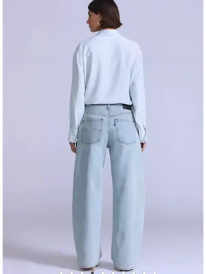 New Levi's 25x31 Blue Label Women's Drop Barrel Jeans Aqua Marine Japanese thumbnail 4