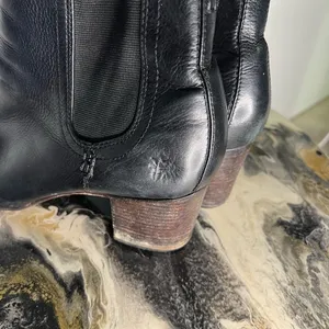 Frye Black Leather Chelsea Ankle Boots Block Heel thumbnail 8