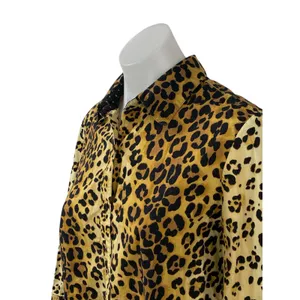 Jones New York Women's Beige Leopard Animal Print Button Down Shirt Top Size M thumbnail 2