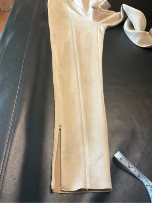 Zara Faux Suede High-Waist Leggings in Light Beige with Zip bottoms size Medium thumbnail 16