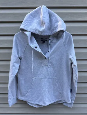 Patagonia Ahnya Pullover 1/4 Snap Hoodie Womens Small Grey Pocket thumbnail 1