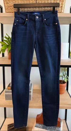 7 for All Mankind Mid-Rise Gwenevere Dark Wash Skinny Ankle Jeans, 25 FLAWED thumbnail 1
