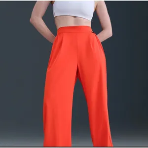 Nike Dri-fit Pants High Waist Loose Wide Leg Ripstop Red Orange Travel Women XL thumbnail 8