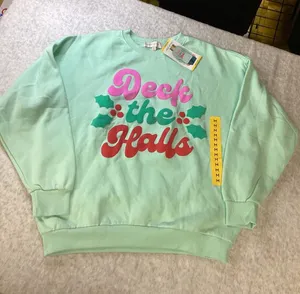 State of Mine Mint Green Deck the Halls‎ Holiday Graphic Sweatshirt Mens Medium thumbnail 1