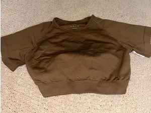 NVGTN brown open back crop top thumbnail 1
