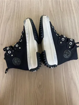 Converse Black Platform High-Top Sneakers with Silver Buckles thumbnail 5