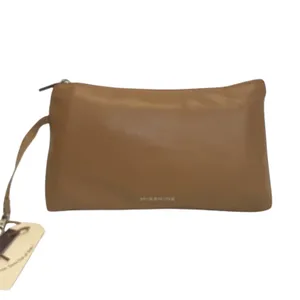 Missnine Faux Leather Cosmetic Bag Brown Zipper Pouch Travel Makeup Case NEW thumbnail 3