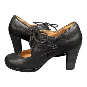 Clarks Artisan Sz 5.5 Platform Pumps Black Leather Laces Academia Preppy Witchy thumbnail 12