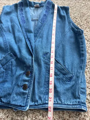 Denim Vest with Embroidered Shawl Collar vintage thumbnail 8
