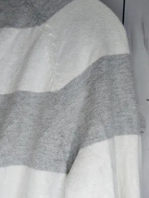 Aeropostale Gray & White Striped Open Casual Draped Preppy Cardigan Sweater thumbnail 8
