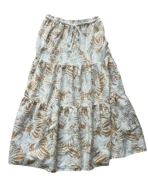 C&C California Cream and Golden Yellow Tropical Tiered Maxi Skirt thumbnail 1