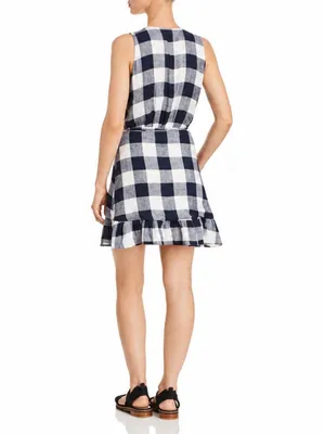 Rails Madison Mini Wrap Dress Azure Check Navy Blue White thumbnail 2
