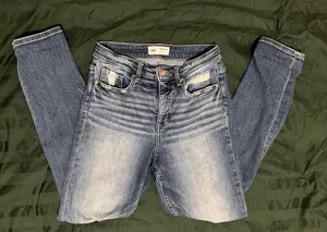 BKE High Rise Faded Blue Distressed Jeans thumbnail 1