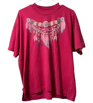 Vintage Womens XL Best Fruit Of The Loom Pink Western Aztec Arizona‎ T-Shirt thumbnail 1