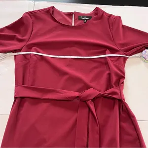 Lulus Last Love Song Burgundy Tie Waist 3/4 Bell‎ Sleeve Dress MEDIUM thumbnail 8