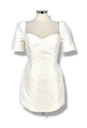 Elliatt Feminise Textured Puff Sleeve Sweeetheart Mini Dress White Size XL thumbnail 1