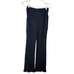 Free People Beach Black Knit Ribbed Casual Lounge Pull On Pants Size Small thumbnail 2
