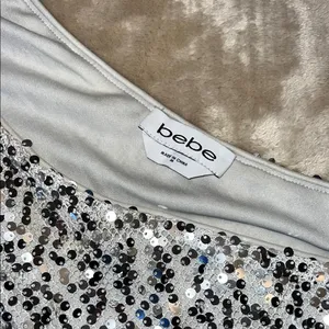 Bebe Silver Asymmetrical Sequin Bodycon‎ Dress thumbnail 7