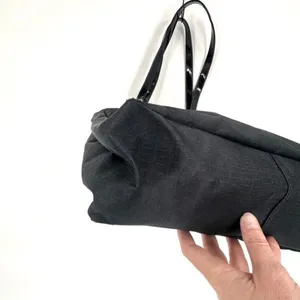 Falchi Sport‎ Black Shoulder Tote Bag Logo Smooth Canvas Patent Leather Straps thumbnail 4