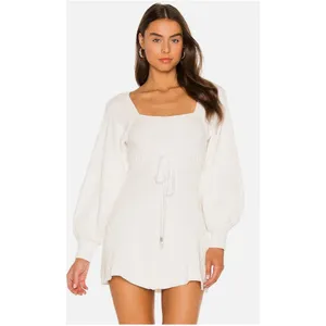 Free People Women's White Emmaline Knit Mini Sweater Dress Size‎ Large NWT thumbnail 2