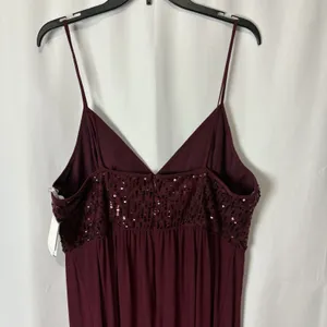 Davids Bridal DB Studio Spaghetti Strap Sequin Bodice Formal Dress Sz 18 Merlot thumbnail 9