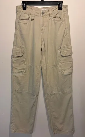 Garage Straight Leg Khaki Cargo Pants Large Side + Back Pockets Baggy Size 01 thumbnail 1