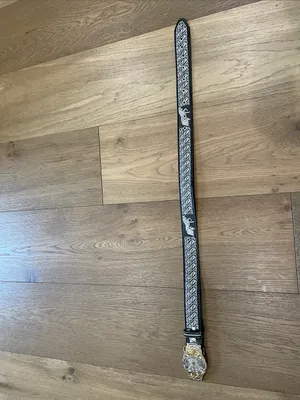 Black & Silver Wester Belt Embroidered Size 38 Unisex thumbnail 2